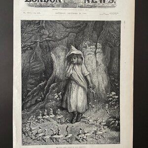 Kate Greenaway, The Fairy Ring, Antique Art Print, Woodcut Engraving